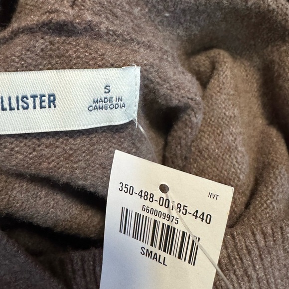 NEW Hollister Women's Cropped Brown Sweater Light Weight Hooded Size Small NWT - Picture 8 of 10